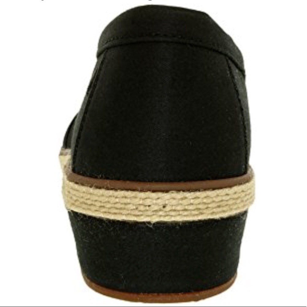 Black Textile Cotton Espadrille Wedge Flats - Picture 8 of 8